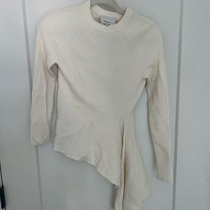 3.1 Phillip Lim asymmetrical ribbed ivory sweater